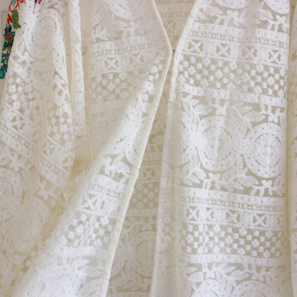 Double D Ranch Crochet Lace Cream Floral Embroidered Cardigan - Picture 5 of 11